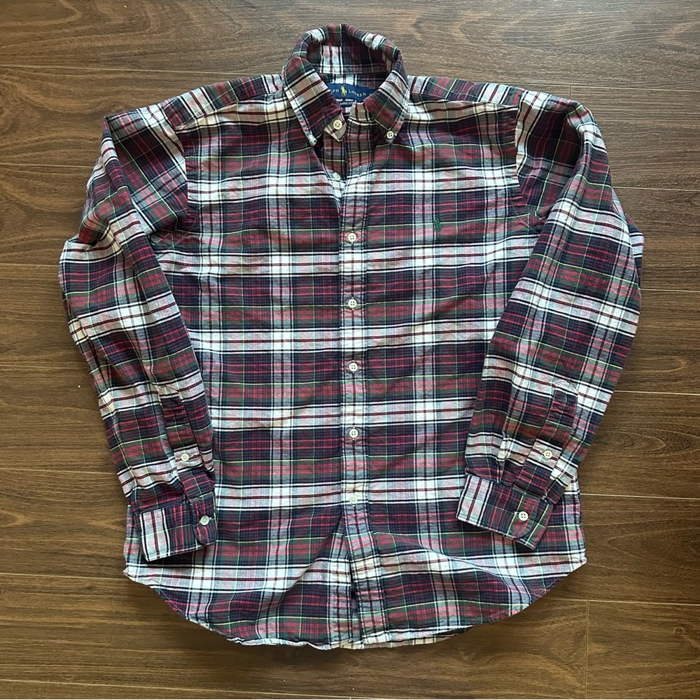 Ralph Lauren Men's Casual Plaid Shirt - Burgundy and Green